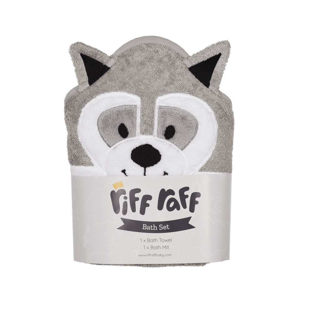 Racoon Riff Raff Hooded Towel - Bandit The Raccoon – Riff Raff Baby UK