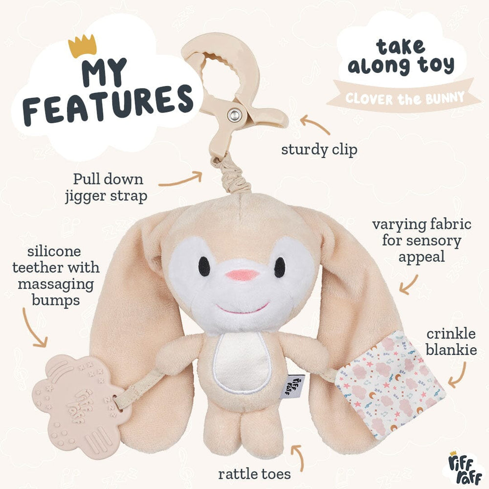 Sensory Pram Toy - Clover The Bunny - Riff Raff Baby UK