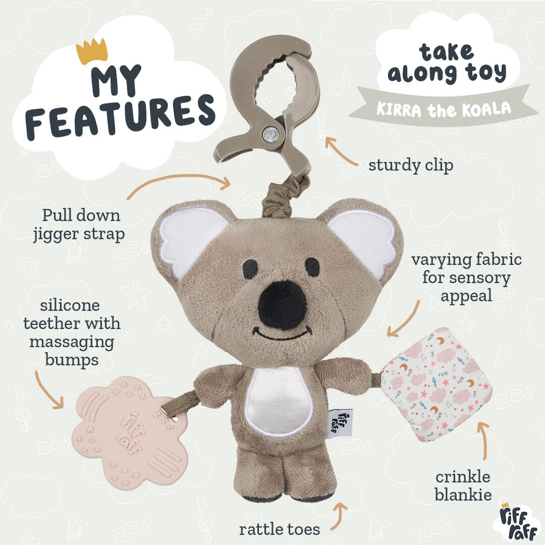 Sensory Pram Toy - Kirra The Koala - Riff Raff Baby UK