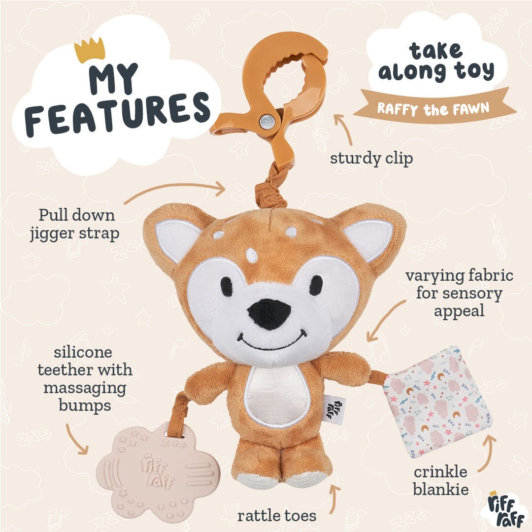 Sensory Pram Toy - Raffy The Fawn - Riff Raff Baby UK