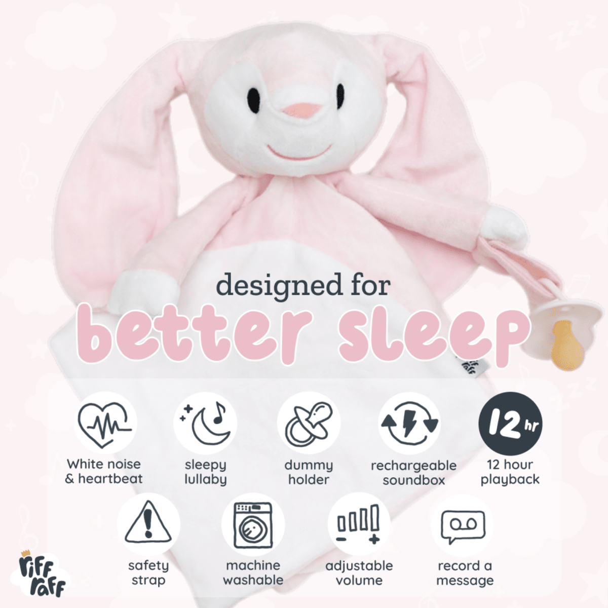 Sleep Toy - Blush the Bunny - Riff Raff Baby UK